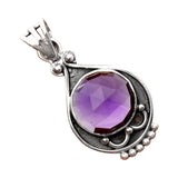 Amethyst Briolette Solid 925 Sterling Silver Pendant