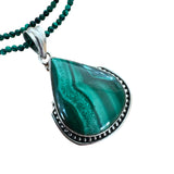 Malachite Solid 925 Sterling Silver Pendant Necklace