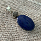 Blue Lapis & Herkimer Diamond Solid 925 Sterling Silver Pendant