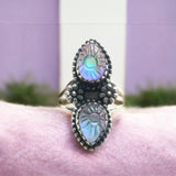 Carved Aurora Opal Solid 925 Sterling Silver Ring