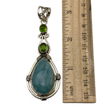 Aquamarine & Peridot Solid 925 Sterling Silver Pendant