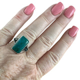 Azurite Chrysocolla Solid 925 Sterling Silver Ring 7