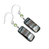 Iron Tigers Eye & Peridot Solid 925 Sterling Silver Earrings