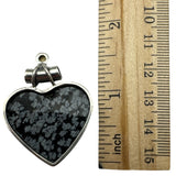 HEART Snowflake Black Obsidian & Citrine Solid 925 Sterling Silver Pendant