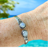 Best Seller Rainbow Moonstone Silver Bangle