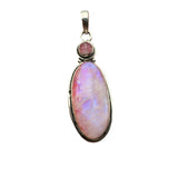 Pink Rainbow Moonstone Solid 925 Sterling Silver Pendant Necklace