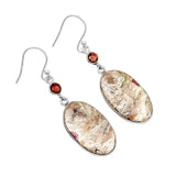 Laguna Lace & Garnet Solid 925 Sterling Silver Earrings