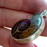 Ammonite Solid 925 Sterling Silver Pendant