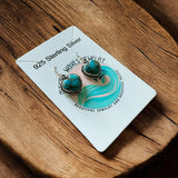 HEART Blue Turquoise Solid 925 Sterling Silver Earrings