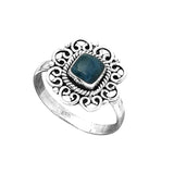 Blue Apatite Solid 925 Sterling Silver Ring 8.5