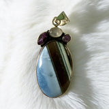 Owyhee Opal Amethyst Moonstone Solid 925 Sterling Silver Pendant