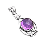 Amethyst Briolette Solid 925 Sterling Silver Pendant