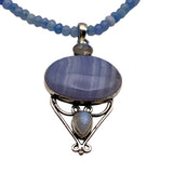 Blue Lace Agate Solid 925 Sterling Silver Pendant Necklace