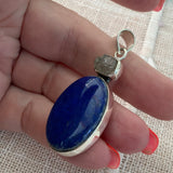 Blue Lapis & Herkimer Diamond Solid 925 Sterling Silver Pendant