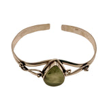 Prehnite Solid 925 Sterling Silver Cuff Bracelet