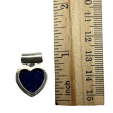 HEART Blue Lapis & Garnet Solid 925 Sterling Silver Pendant