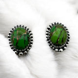 Green Mojave Turquoise Solid 925 Sterling Silver Stud Earrings