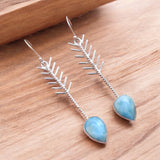 Larimar Solid 925 Sterling Silver Earrings