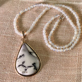 Dendritic Opal Solid 925 Sterling Silver Pendant Necklace