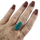 Kingman Turquoise Solid 925 Sterling Silver Ring 9.5