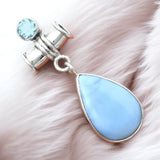 Owyhee Opal & Blue Topaz Solid 925 Sterling Silver Pendant