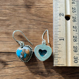 HEART Turquoise & Spiny Oyster Solid 925 Sterling Silver Earrings