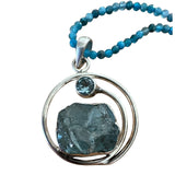 Aquamarine & Blue Topaz Solid 925 Sterling Silver Pendant Necklace