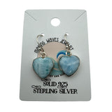 HEART Larimar Solid 925 Sterling Silver Earrings