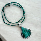 Malachite Solid 925 Sterling Silver Pendant Necklace