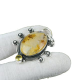 Montana Agate & Citrine Solid 925 Sterling Silver Pendant