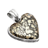 HEART Pyrite Solid 925 Sterling Silver Pendant