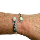 Aurora Opal Solid 925 Sterling Silver Bangle Cuff Bracelet