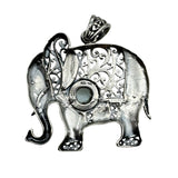 ELEPHANT Blue Topaz Solid 925 Sterling Silver Pendant