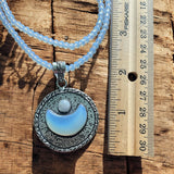 MOON Opalite Sterling Silver overlay Beaded Pendant Necklace