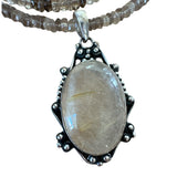 Golden Rutilated Quartz Solid 925 Sterling Silver Pendant Necklace