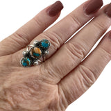 Turquoise & Spiny Oyster Solid 925 Sterling Silver Ring 6.5