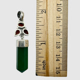 Green Onyx & Garnet Solid 925 Sterling Silver Pendant