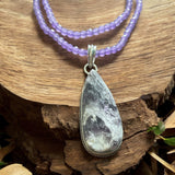 Rough Chevron Amethyst Sterling Silver overlay Pendant Necklace