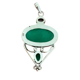 Chrysoprase, Moonstone & Green Onyx Solid 925 Sterling Silver Pendant