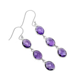 Amethyst Briolette Solid 925 Sterling Silver Earrings