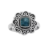 Blue Apatite Solid 925 Sterling Silver Ring 8.5