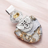 Maligano Jasper & Citrine Solid 925 Sterling Silver Pendant