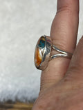 Turquoise & Spiny Oyster Solid 925 Sterling Silver Ring