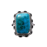 Azurite Chrysocolla Solid 925 Sterling Silver Ring 8.5