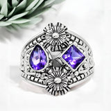 Amethyst Solid 925 Sterling Silver Ring 6.5