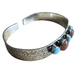 Larimar & Sunstone Solid 925 Sterling Silver Cuff Bracelet