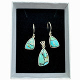 Lucky Charm Turquoise Solid 925 Sterling Silver Pendant Earrings Set