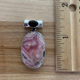 Rhodochrosite & Garnet Solid 925 Sterling Silver Pendant