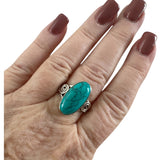 Turquoise Solid 925 Sterling Silver Ring 8.5