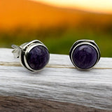 Charoite Solid 925 Sterling Silver Earrings